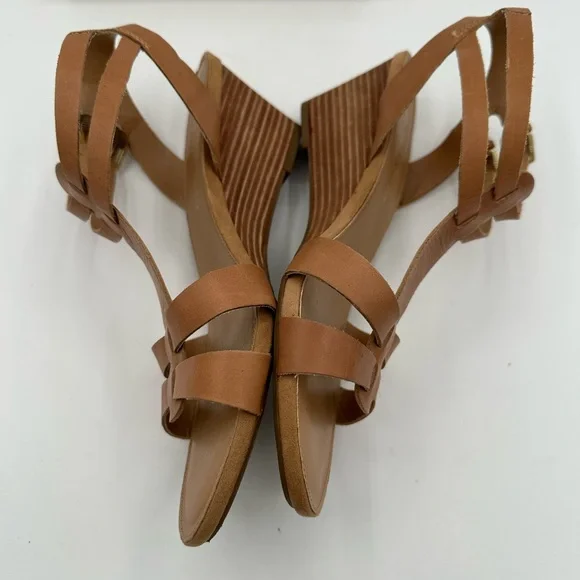 FRANCO SARTO Tan Leather ‘Dare’ Sandal Wedges | Size 8.5 - Picture 9 of 14